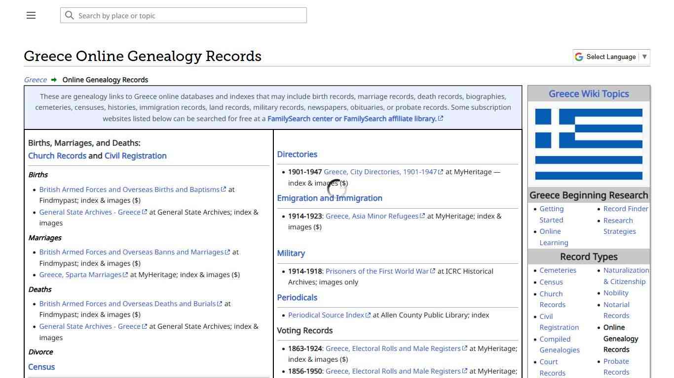 Greece Online Genealogy Records • FamilySearch